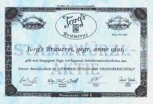 Die Stammwürzeaktie von Jörg's Brauerei